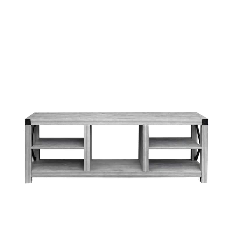 61" Modern TV Stand Oak Wood Grain Pattern Media Console Table